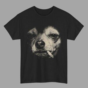 Black Dog Smoking Cigarette Shirt Chihuahua Meme T-Shirt